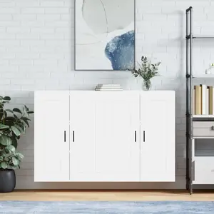 vidaXL Armoires murales 2 pcs blanc bois d'ingénierie pas cher