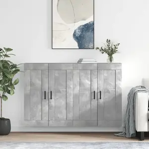 vidaXL Armoires murales 2 pcs gris béton bois d'ingénierie pas cher