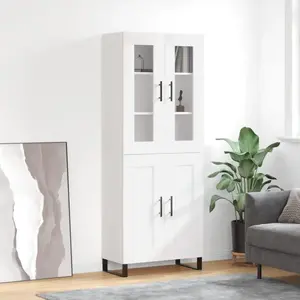 vidaXL Buffet haut Blanc 69,5x34x180 cm Bois d'ingénierie pas cher