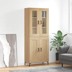 vidaXL Buffet haut Chêne sonoma 69,5x34x180 cm Bois d'ingénierie pas cher