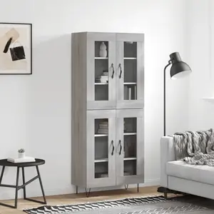 vidaXL Buffet haut Sonoma gris 69,5x34x180 cm Bois d'ingénierie pas cher