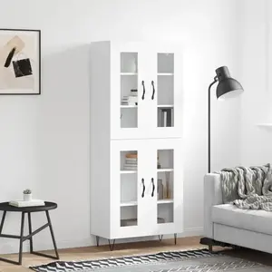 vidaXL Buffet haut Blanc 69,5x34x180 cm Bois d'ingénierie pas cher