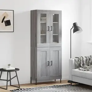 vidaXL Buffet haut Sonoma gris 69,5x34x180 cm Bois d'ingénierie pas cher