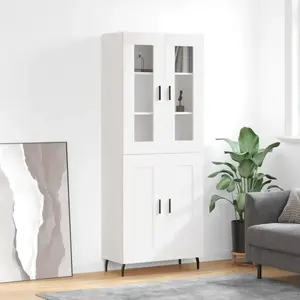vidaXL Buffet haut Blanc 69,5x34x180 cm Bois d'ingénierie pas cher