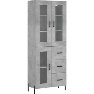 vidaXL Buffet haut Gris béton 69,5x34x180 cm Bois d'ingénierie pas cher