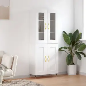 vidaXL Buffet haut Blanc 69,5x34x180 cm Bois d'ingénierie pas cher