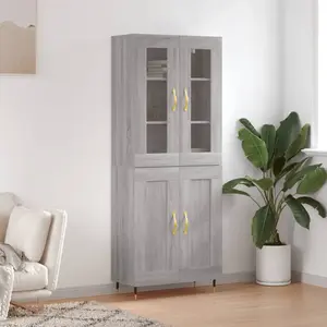 vidaXL Vidaxl Buffet Haut Sonoma Gris 69,5x34x180 Cm Bois D'ingénierie pas cher