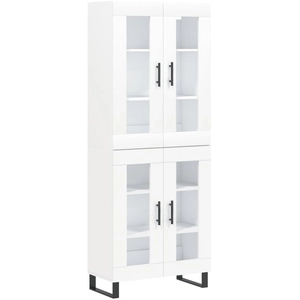 vidaXL Buffet haut Blanc 69,5x34x180 cm Bois d'ingénierie pas cher