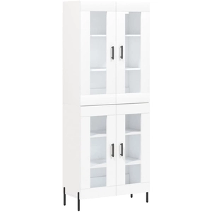 vidaXL Buffet haut Blanc 69,5x34x180 cm Bois d'ingénierie pas cher