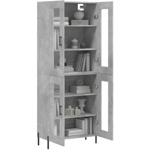 vidaXL Buffet haut Gris béton 69,5x34x180 cm Bois d'ingénierie pas cher