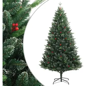 vidaXL Sapin de Noël artificiel à charnières avec baies rouges 120 cm pas cher