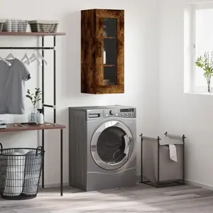 vidaXL Armoire murale chêne fumé 34,5x34x90 cm pas cher