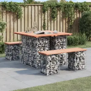 vidaXL Banc jardin design gabion 100x102x72 cm bois massif de douglas pas cher