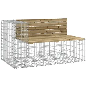 vidaXL Banc de jardin design gabion 122x71x65,5cm bois de pin imprégné pas cher