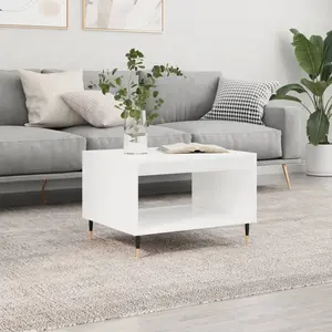 vidaXL Table basse Blanc brillant 60x50x40 cm Bois d'ingénierie pas cher