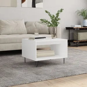 vidaXL Table basse blanc 60x50x40 cm bois d'ingénierie pas cher
