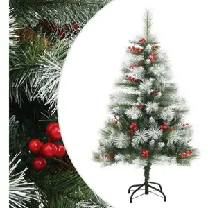 vidaXL Sapin de Noël artificiel avec pommes de pin et baies 150 cm pas cher