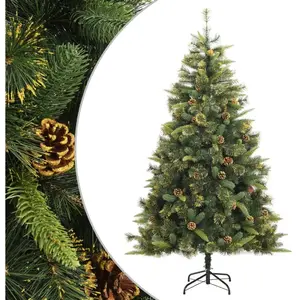 vidaXL Sapin de Noël artificiel articulé avec pommes de pin 240 cm