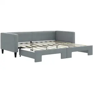 vidaXL Lit de jour avec lit gigogne gris clair 90x190 cm tissu pas cher