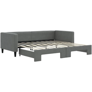 vidaXL Lit de jour avec lit gigogne gris foncé 90x190 cm tissu 3196589 pas cher