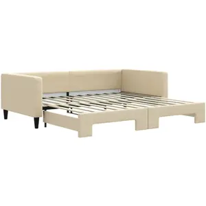 vidaXL Lit de jour avec lit gigogne crème 100x200 cm tissu pas cher