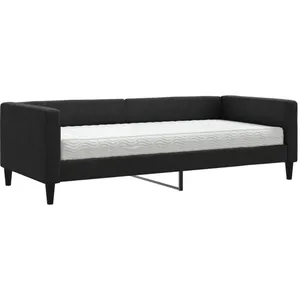 vidaXL Lit de jour avec matelas noir 90x200 cm tissu pas cher