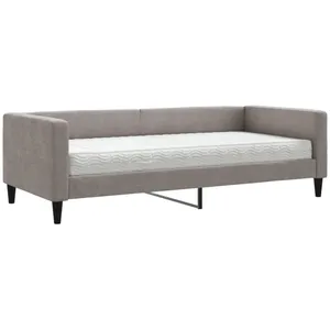vidaXL Lit de jour avec matelas taupe 90x200 cm tissu pas cher