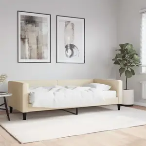 vidaXL Vidaxl Lit De Jour Avec Matelas Crème 90x200 Cm Tissu pas cher