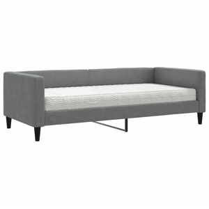 vidaXL Lit de jour avec matelas gris foncé 90x190 cm tissu pas cher