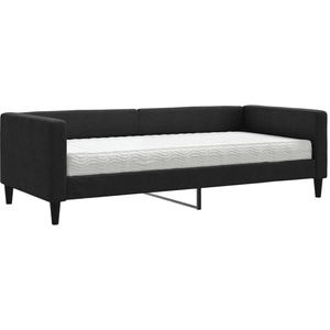 vidaXL Lit de jour avec matelas noir 90x190 cm tissu pas cher