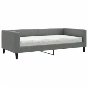 Non communiqué vidaXL Lit de jour avec matelas gris foncé 100x200 cm tissu pas cher
