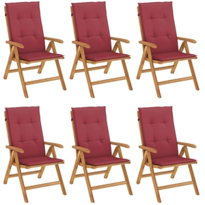 vidaXL Chaises de jardin inclinables et coussins lot de 6 bois teck pas cher