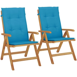 vidaXL Chaises de jardin inclinables 4pcs et coussins bois massif teck pas cher