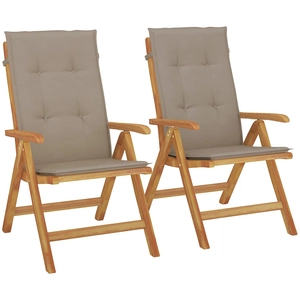 vidaXL Chaises de jardin inclinables 4pcs et coussins bois massif teck pas cher