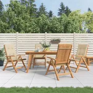 vidaXL Chaises de jardin inclinables 4pcs et coussins bois massif teck pas cher