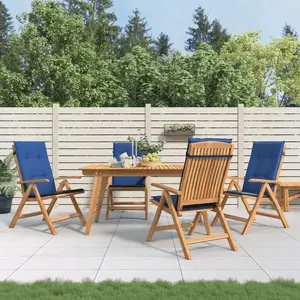 vidaXL Chaises de jardin inclinables 4pcs et coussins bois massif teck pas cher