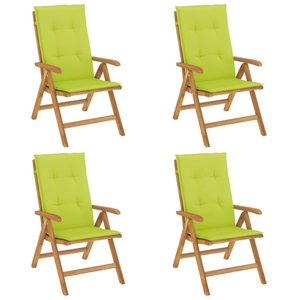 vidaXL Chaises de jardin inclinables 4pcs et coussins bois massif teck pas cher
