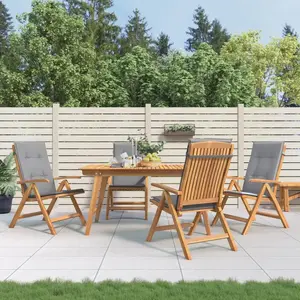vidaXL Chaises de jardin inclinables lot de 4 et coussins bois teck pas cher
