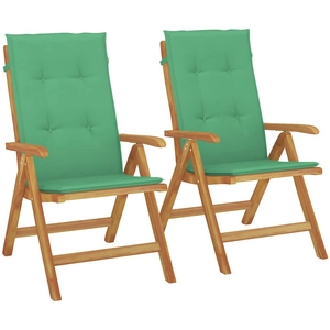 vidaXL Chaises de jardin inclinables 2pcs et coussins bois massif teck pas cher