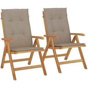 vidaXL Chaises de jardin inclinables 2pcs et coussins bois massif teck pas cher