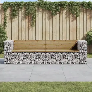 Comparateur de prix : vidaXL Banc de jardin design gabion 244x71x65,5cm bois de pin imprégné