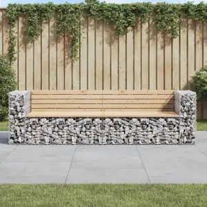 Comparateur de prix : vidaXL Banc de jardin design gabion 244x71x65,5 cm bois massif de pin
