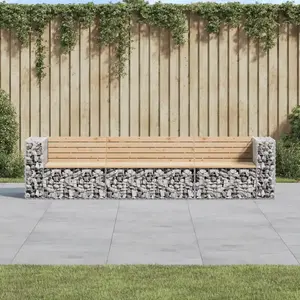 vidaXL Banc de jardin design gabion 287x71x65,5 cm bois massif de pinVendu parvidaxl-be