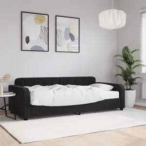 vidaXL Lit de jour avec matelas noir 90x190 cm velours pas cher