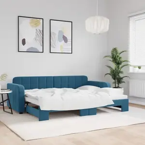 Comparateur de prix : vidaXL Lit de jour avec lit gigogne bleu 80x200 cm velours 3196921