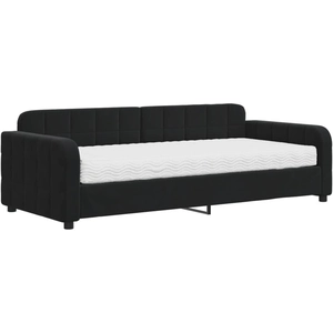 vidaXL Vidaxl Lit De Jour Avec Matelas Noir 90x200 Cm Velours pas cher
