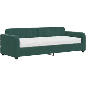 vidaXL Lit de jour avec matelas vert foncé 80x200 cm velours pas cher