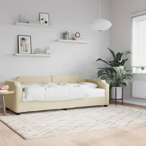 vidaXL Lit de jour avec matelas crème 90x200 cm tissu pas cher
