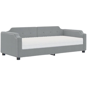 vidaXL Lit de jour avec matelas gris clair 90x200 cm tissu pas cher