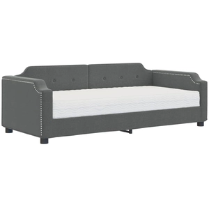 vidaXL Lit de jour avec matelas gris foncé 90x200 cm tissu pas cher